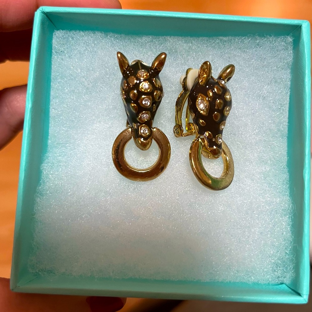 Rare! Vintage Deer Earrings Ear Clips Clip On Earrings Unique
